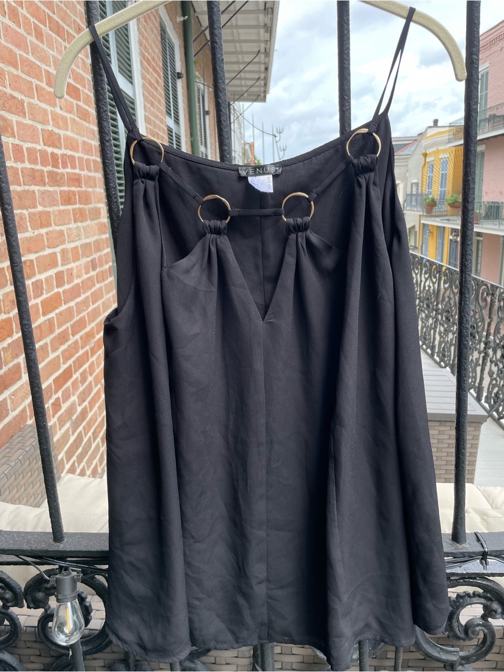 Venus Black A-Line Ring-Accent Skirt